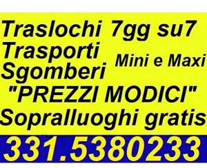 TRASPORTI TRASLOCHI SGOMBERI FACCHINAGGIO DEPOSITO MOBILI