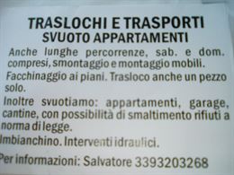 Traslochi trasporti e svuototutto 7gg su 7
