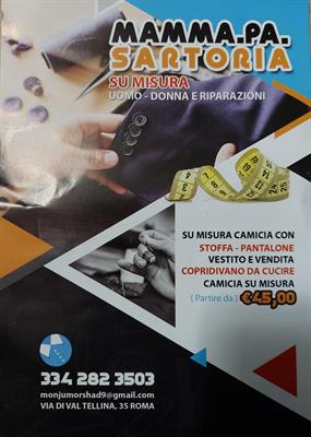 SARTORIA uomo-donna.Stireria. Riparazioni.Collaborazione.