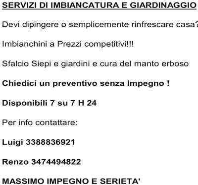 Servizio di imbiancatura e Giardinaggio